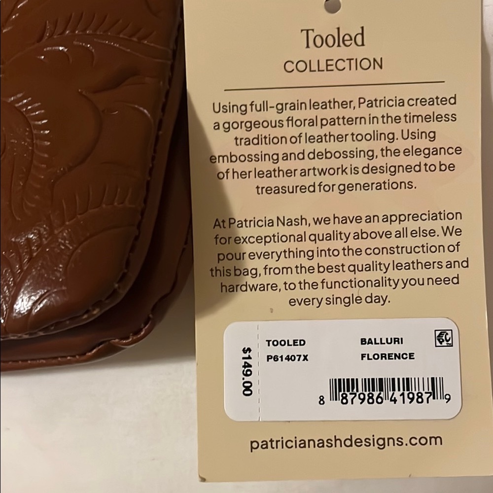 Patricia Nash Brown Embossed Leather Crossbody Bag - Picture 4 of 7